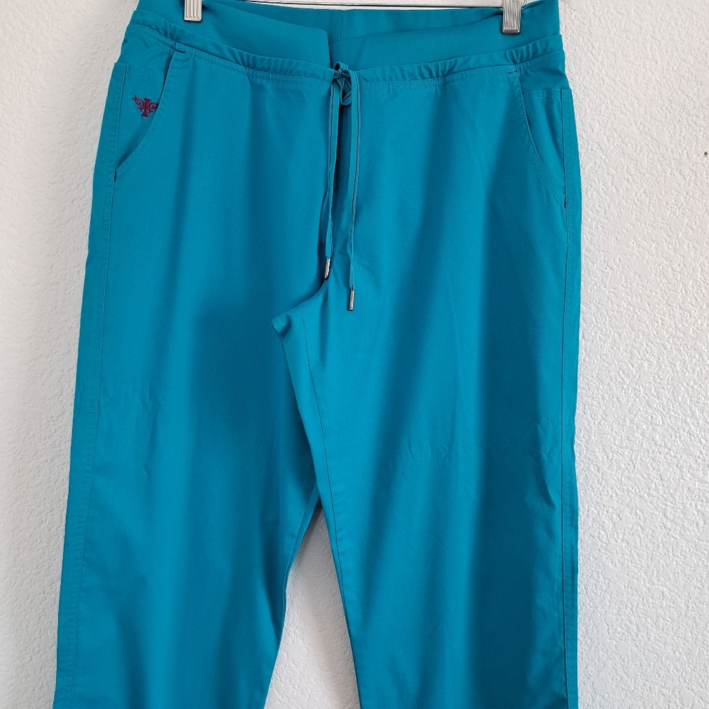 Med Couture E-Z Flex Scrub Pant Size L Teal Green